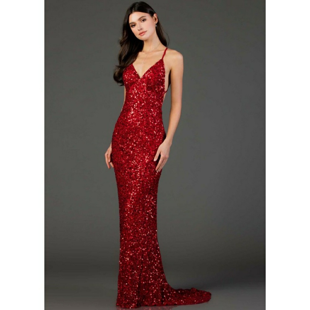 Red sequin dress